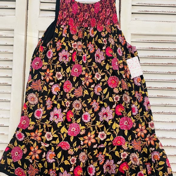 Free People Black Comb floral short summer dress Boheiman - Picture 6 of 7